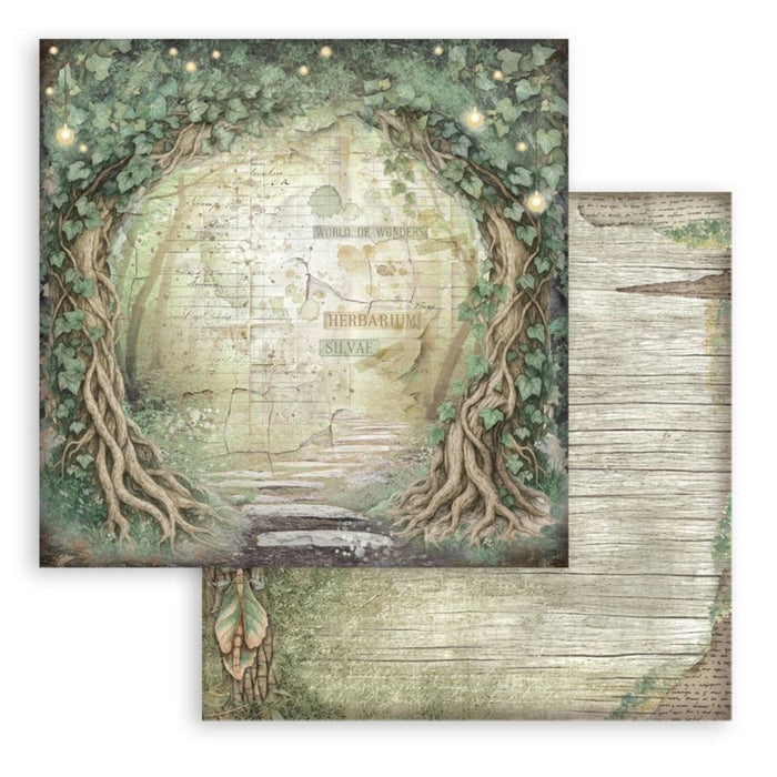 Stamperia - 8"X8" Backgrounds Paper Pad - Herbarium Silvae. Includes 10 sheets double-sided. Available at Embellish away in Bowmanville Ontario Canada.