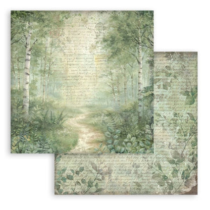 Stamperia - 8"X8" Backgrounds Paper Pad - Herbarium Silvae. Includes 10 sheets double-sided. Available at Embellish away in Bowmanville Ontario Canada.