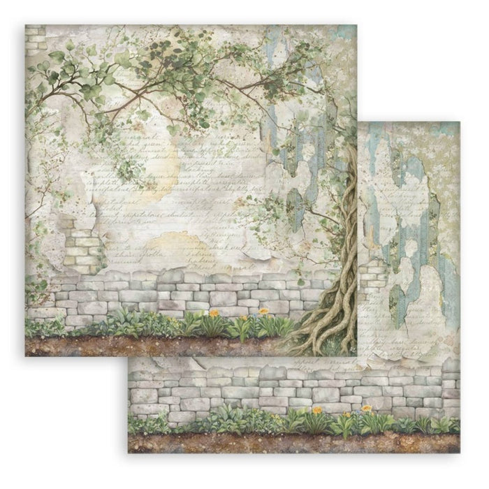 Stamperia - 8"X8" Backgrounds Paper Pad - Herbarium Silvae. Includes 10 sheets double-sided. Available at Embellish away in Bowmanville Ontario Canada.