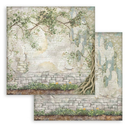 Stamperia - 8"X8" Backgrounds Paper Pad - Herbarium Silvae. Includes 10 sheets double-sided. Available at Embellish away in Bowmanville Ontario Canada.
