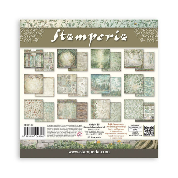 Stamperia - 8"X8" Backgrounds Paper Pad - Herbarium Silvae. Includes 10 sheets double-sided. Available at Embellish away in Bowmanville Ontario Canada.