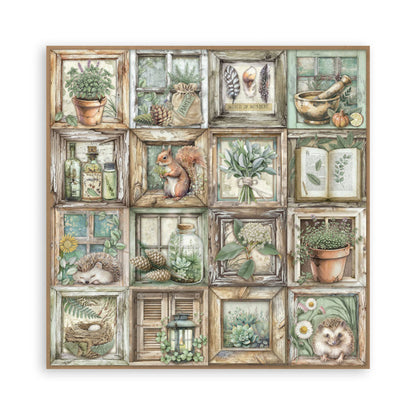 Stamperia - 8X8 Maxi Paper Pad - Herbarium Silvae. Includes 22 sheets. Available at Embellish Away located in Bowmanville Ontario Canada.