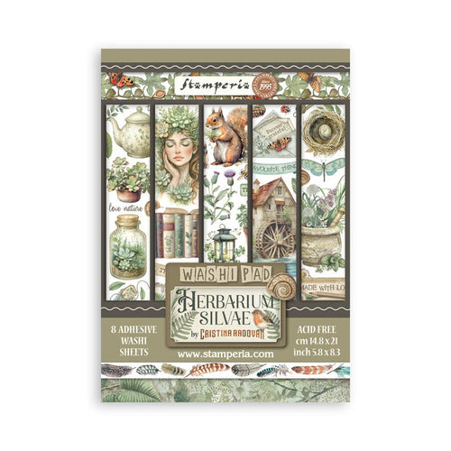 Stamperia - A5 Washi Pad - Herbarium Silvae. Includes 8 Sheets. Available at Embellish Away located in Bowmanville Ontario Canada.
