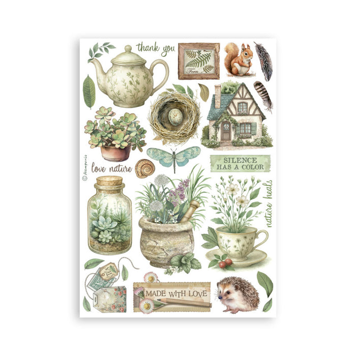 Stamperia - A5 Washi Pad - Herbarium Silvae. Includes 8 Sheets. Available at Embellish Away located in Bowmanville Ontario Canada.