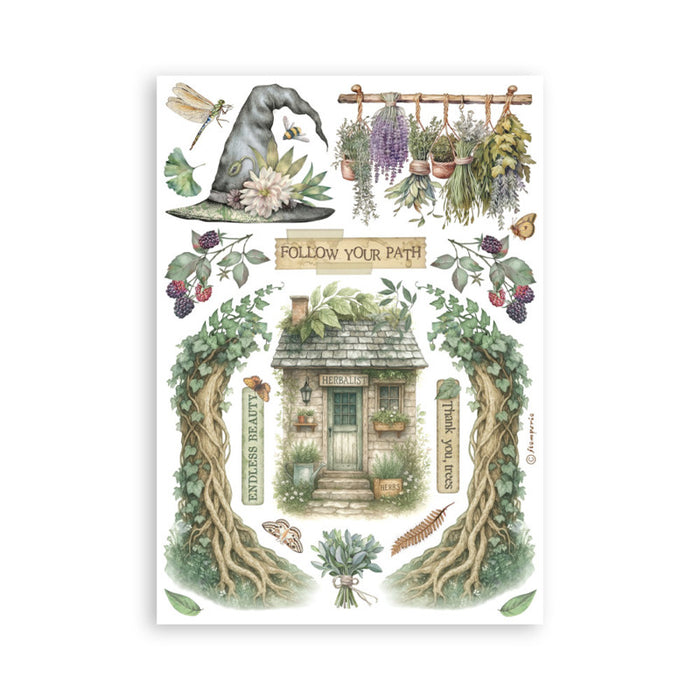 Stamperia - A5 Washi Pad - Herbarium Silvae. Includes 8 Sheets. Available at Embellish Away located in Bowmanville Ontario Canada.
