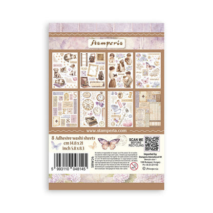 Stamperia - A5 Washi Pad - Quiet Days. Includes 8 Sheets. Available at Embellish Away located in Bowmanville Ontario Canada.