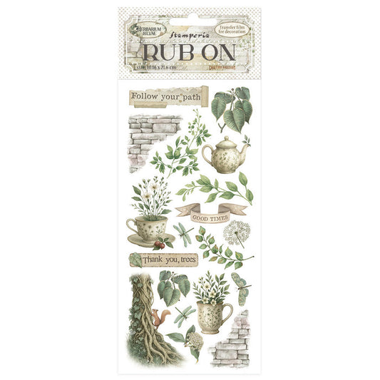 Stamperia - Rub-on - Herbarium Silvae - Tea Time. Available at Embellish Away in Bowmanville Ontario Canada.