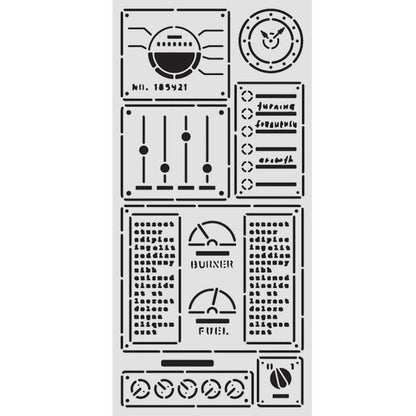 Stamperia - Thick Stencil - A New Beginning - Control Panel. Available at Embellish Away located in Bowmanville Ontario Canada.