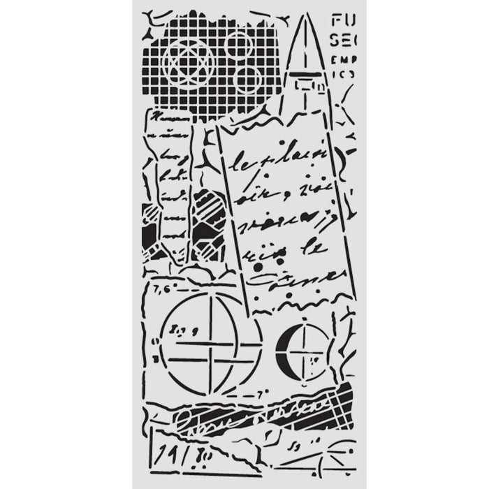 Stamperia - Thick Stencil - A New Beginning -  Notes. Available at Embellish Away located in Bowmanville Ontario Canada.