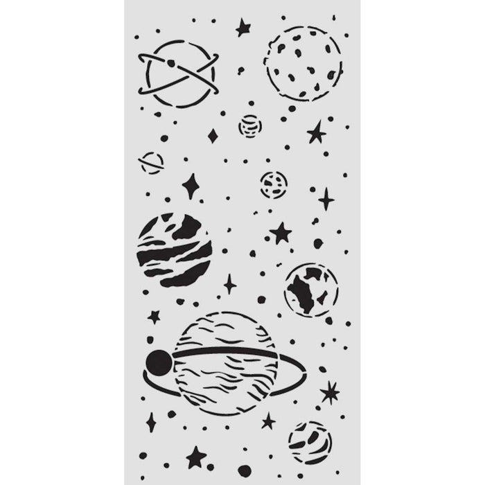 Stamperia - Thick Stencil - A New Beginning -  Planetary. Available at Embellish Away located in Bowmanville Ontario Canada.