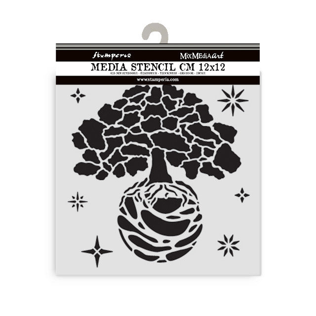 Stamperia - Thick Stencil - A New Beginning - The World Tree. Available at Embellish Away located in Bowmanville Ontario Canada.
