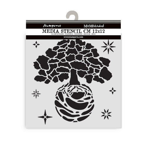 Stamperia - Thick Stencil - A New Beginning - The World Tree. Available at Embellish Away located in Bowmanville Ontario Canada.