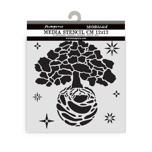 Stamperia - Thick Stencil - A New Beginning - The World Tree. Available at Embellish Away located in Bowmanville Ontario Canada.