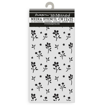 Stamperia - Thick Stencil - Family - Small Flower Pattern. Size: 12 cm x 25 cm. Available at Embellish Away located in Bowmanville Ontario Canada.