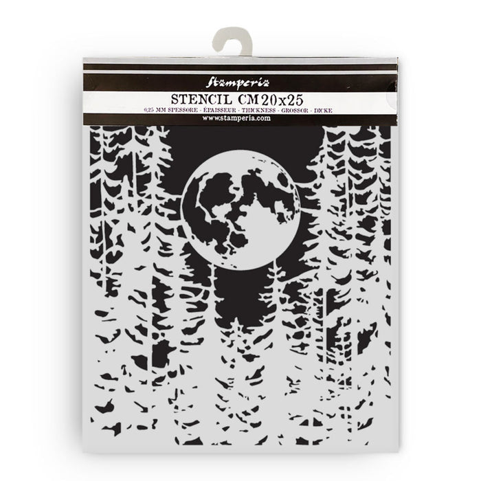 Stamperia - Thick Stencil - Herbarium Silvae - Moon In The Forest. Available at Embellish Away located in Bowmanville Ontario Canada.