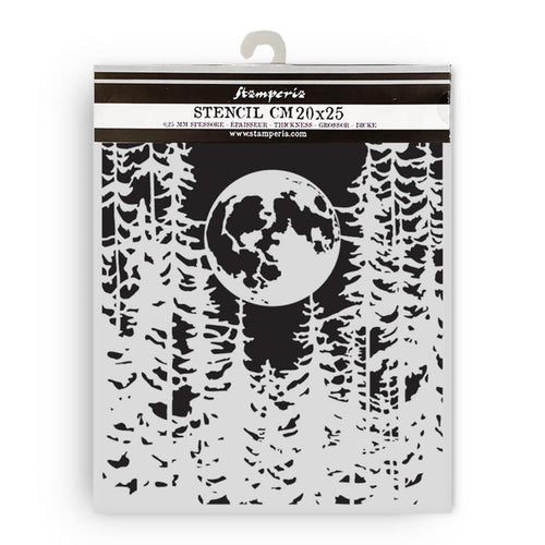 Stamperia - Thick Stencil - Herbarium Silvae - Moon In The Forest. Available at Embellish Away located in Bowmanville Ontario Canada.