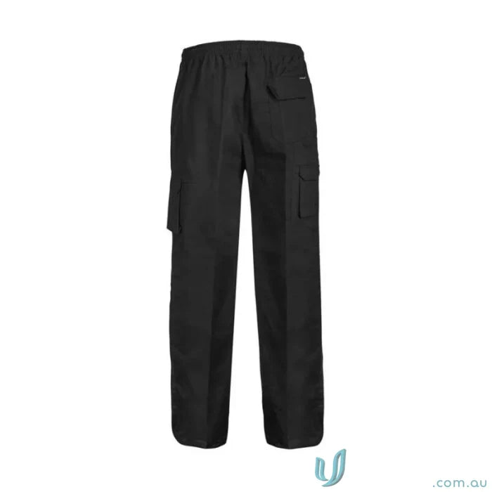 Black drawstring cargo workwear pants from STEWARDS Chef Drawstring Cargo collection