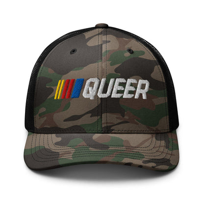 Stripe Queer Camo Trucker Mesh Snapback Hat