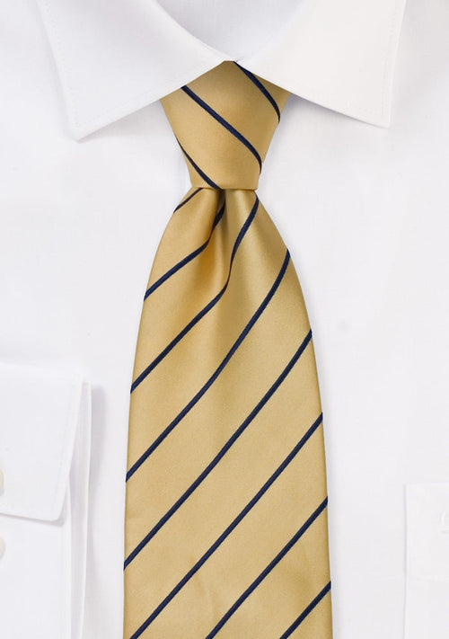 Striped Yellow and Navy Blue Tie