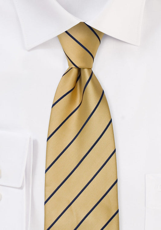 Striped Yellow and Navy Blue Tie