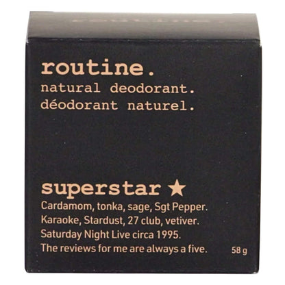 Package of Routine. Superstar - Activated Charcoal, Magnesium, Prebiotics Deodorant 58g