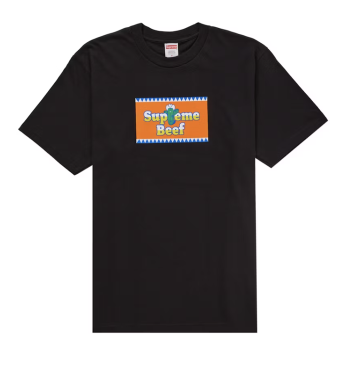 Black Supreme Beef Tee from SS25 collection, brand new deadstock men's t-shirt