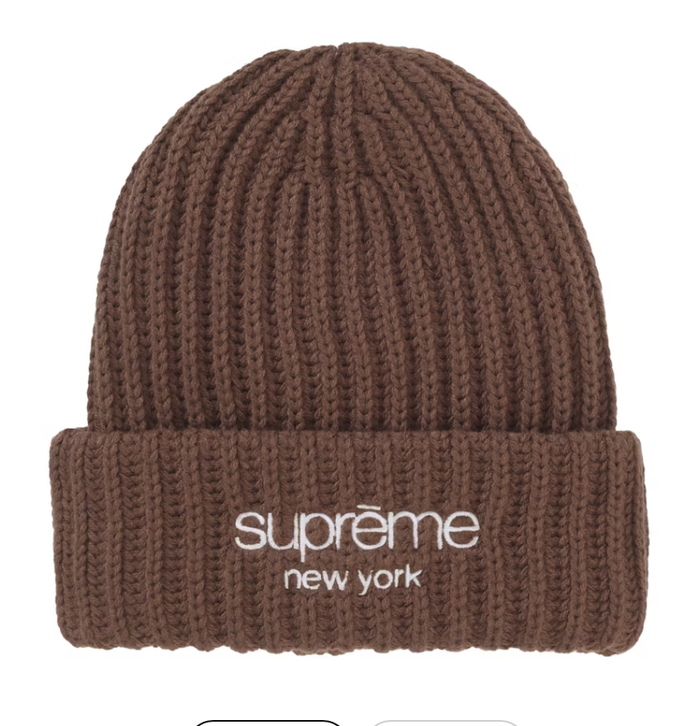 Supreme Chunky Rib Classic Logo Beanie - Brown (FW25)