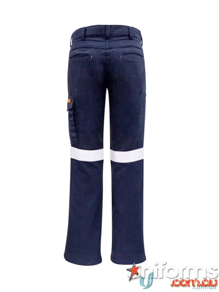 Navy blue Syzmic Womens Orange Taped Cargo Pant with reflective stripes