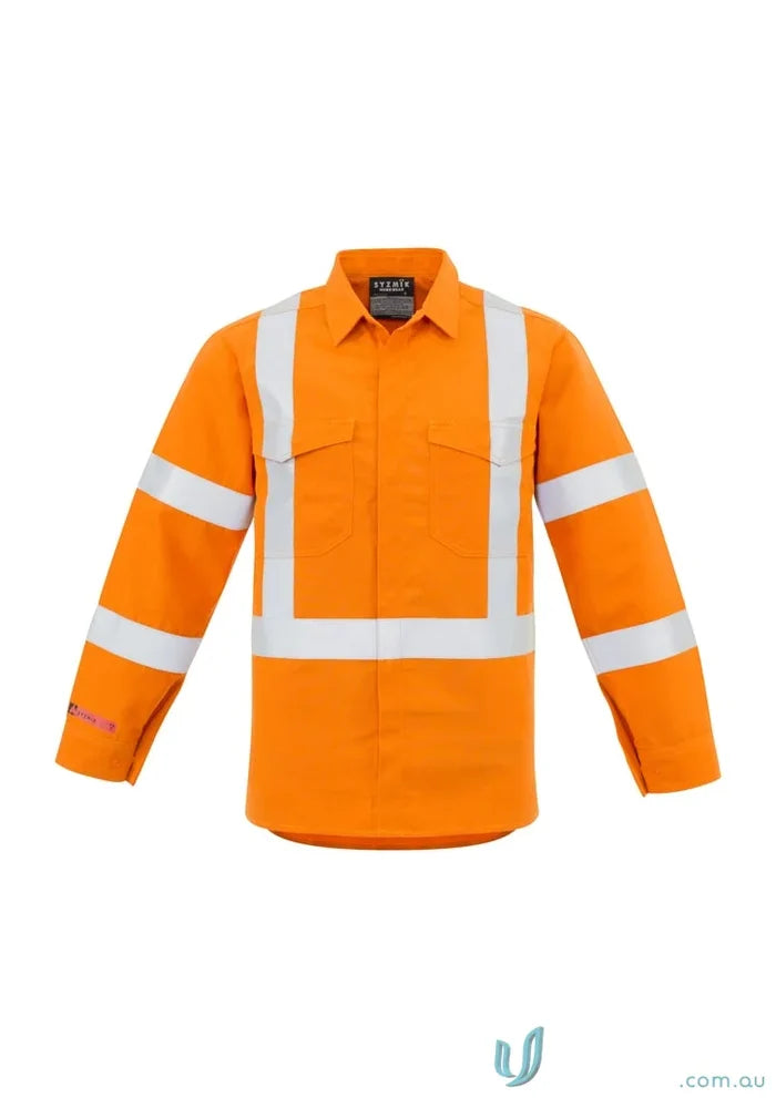 Orange high-visibility work shirt from Syzmic RAIL HRC1 X Back Taped range men’s red collection