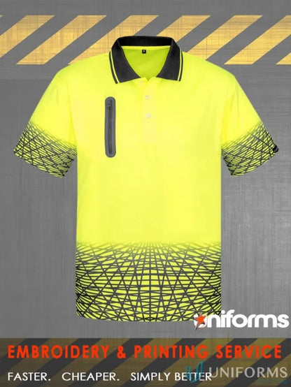 High-visibility short sleeve polo for men from Syzmic Mens Sleeve Polo ZH300