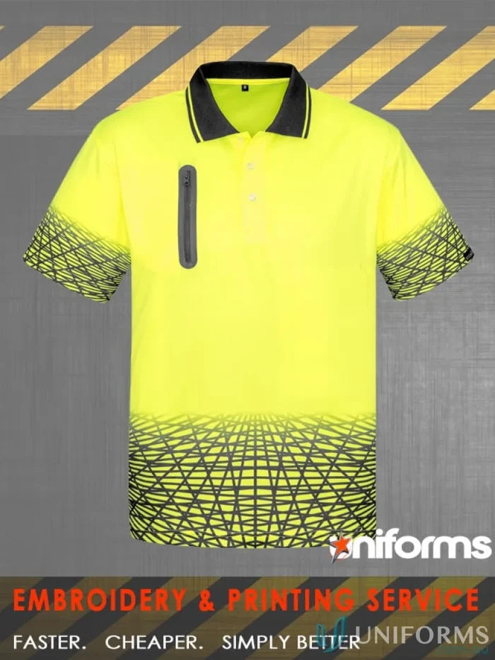 High-vis High-Visibility Work Polo Shirt from Syzmik Mens Short Sleeve Polo Zh300