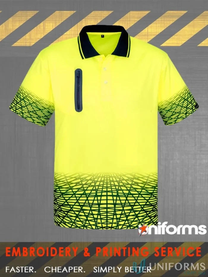 High-visibility short sleeve polo shirt from Syzmik Mens Syzmik Mens Sleeve Polo ZH300 for safety