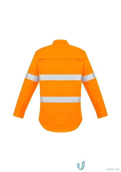 Orange Syzmik men’s high-visibility work shirt with taped long sleeve and hoop taped long design