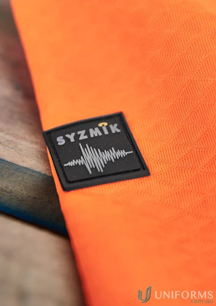 Orange textured jacquard hoodie with black square logo Synmik unisex ZT477
