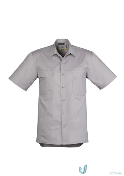Gray Syzmik mens lightweight tradie short sleeve shirt zw120 for work or casual wear