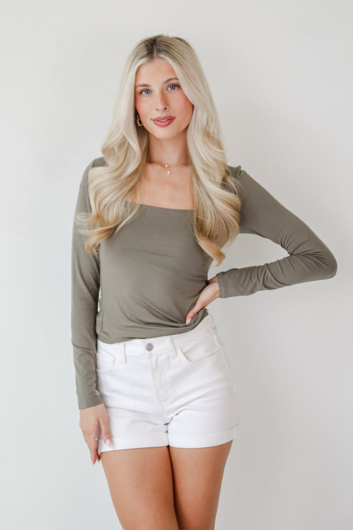Taylor Square Neck Long Sleeve Top