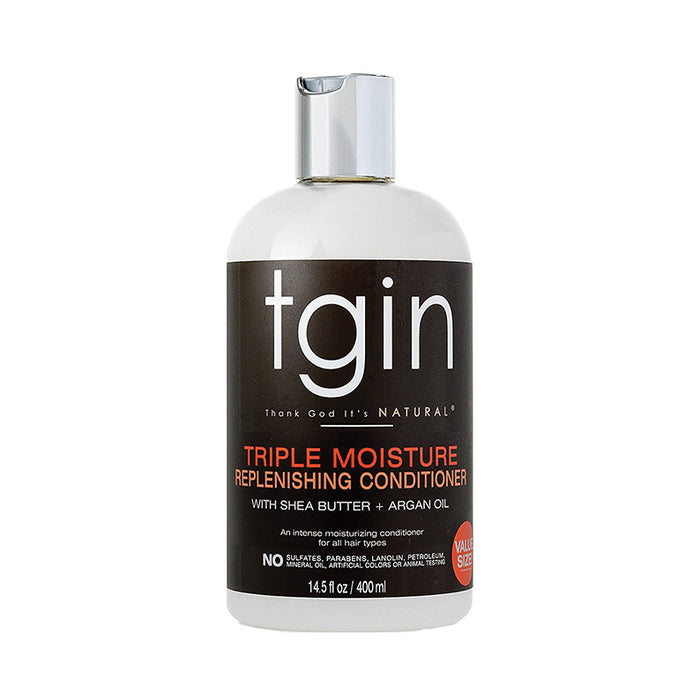 Tgin Triple Moisture Conditioner bottle with shea butter and argan oil for dry or damaged hair