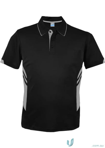 Kids Tasman Polo in black and gray - stylish tasman polo for kids