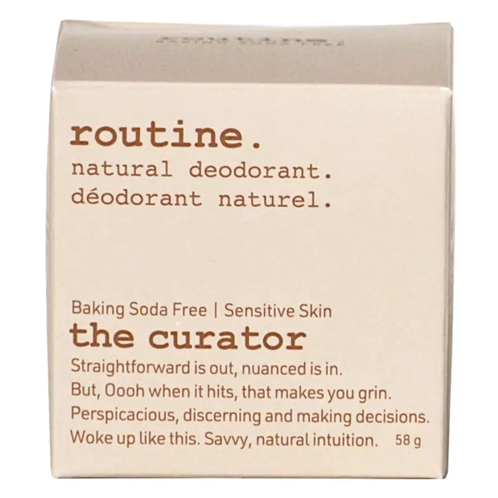 Package of Routine. The Curator (Baking Soda Free) Deodorant 58g