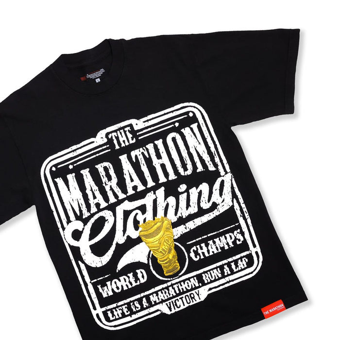Unisex crewneck T-shirt featuring bold design, 100% heavyweight cotton, and woven hem label for a vintage athletic look