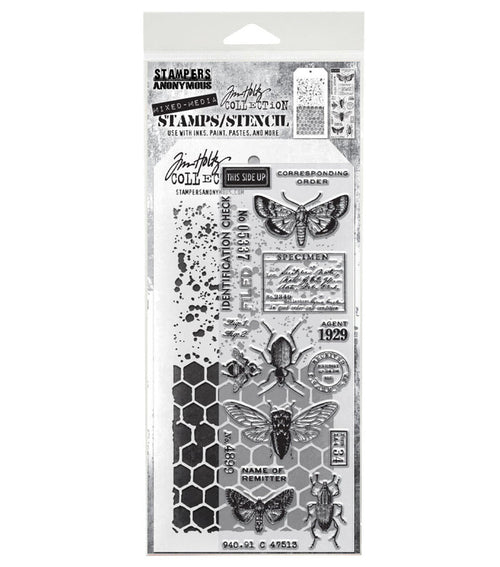 Tim Holtz - Mixed Media Clear Stamp & Stencil - #11. Available at Embellish Away located in Bowmanville Ontario Canada.