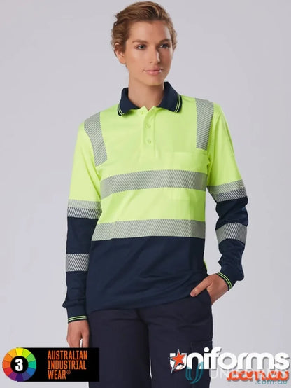 High-visibility unisex Truedry Biomotion Segmented LS Safety Polo shirt for safety use