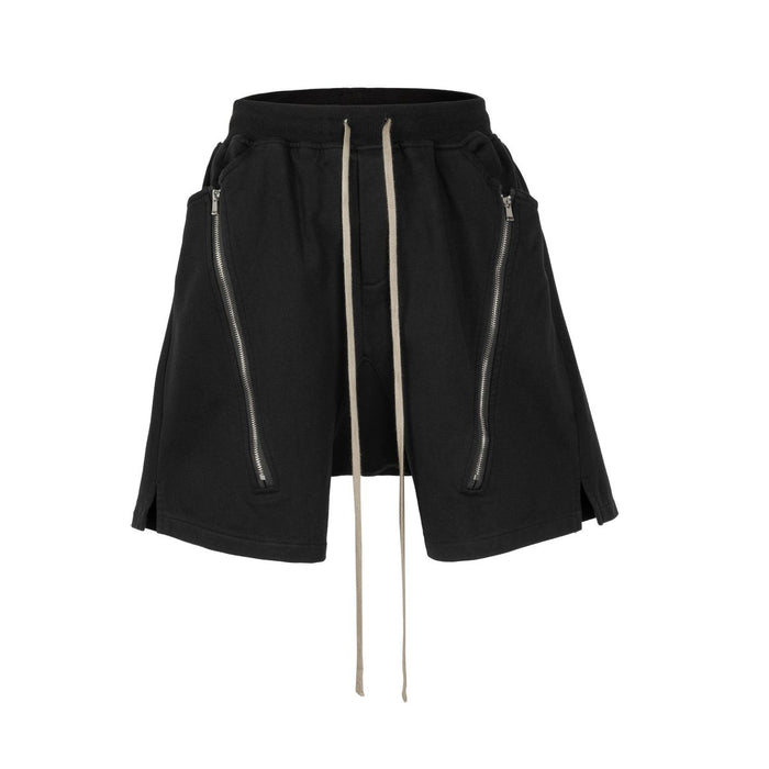 Undeveloped Noir Zip Drawstring Black Cargo Shorts