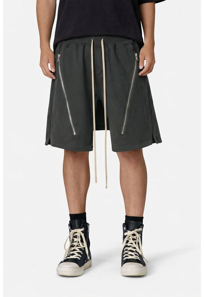 Undeveloped Zip Drawstring Grey Cargo Shorts
