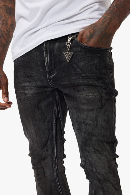 Valabasas "Astonish" Black Grey Stacked Denim Jeans