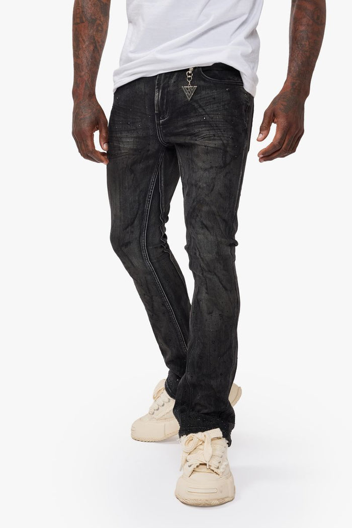 Valabasas "Astonish" Black Grey Stacked Denim Jeans