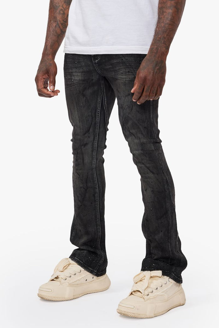 Valabasas "Astonish" Black Grey Stacked Denim Jeans