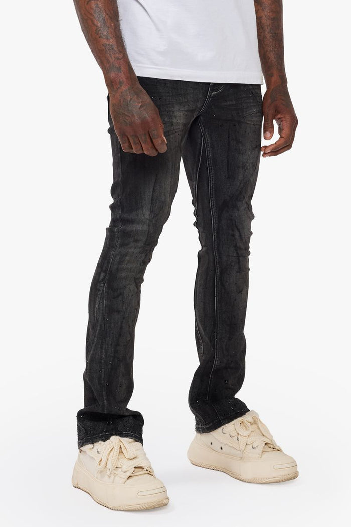 Valabasas "Astonish" Black Grey Stacked Denim Jeans