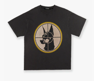 A close-up of the Valabasas Barks Vintage Grey Tee showcasing its classic vintage-style design and grey fabric with product code VLBS-VT4-1031