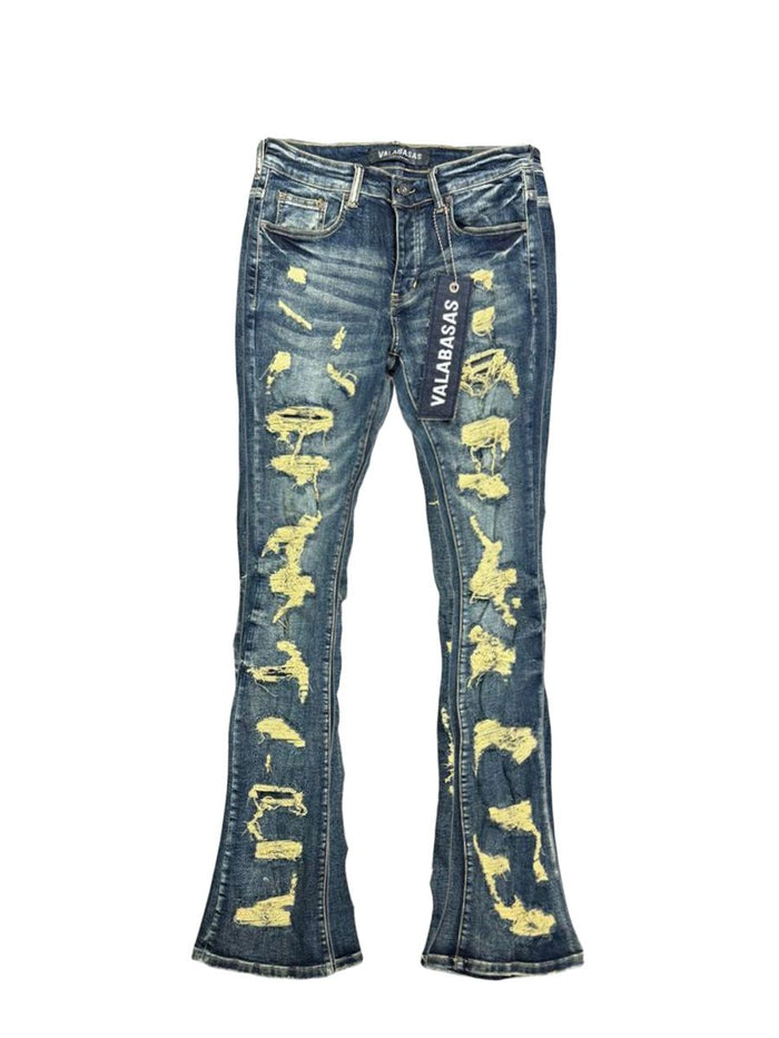 Dark vintage wash stacked flare jeans by Valabasas, model Breach VLBS21101623, featuring a stylish retro fit and stacked flare design for a trendy, vintage-inspired look